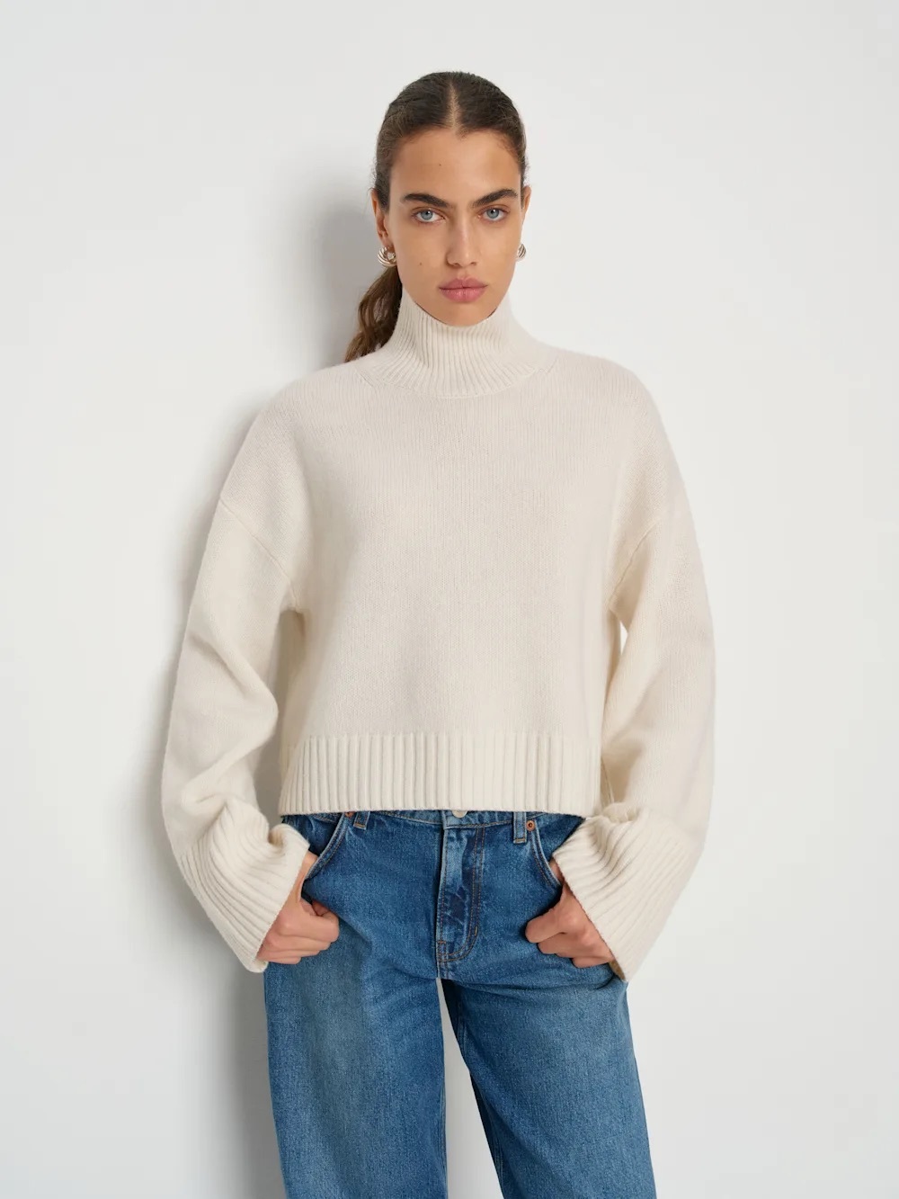 NWT Reformation March Regenerative Wool Cropped Turtleneck Arctic